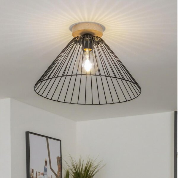 Brilagi - LED Přisazený lustr CERIA WIRE 1xE27/40W/230V pr. 45 cm černá/dub