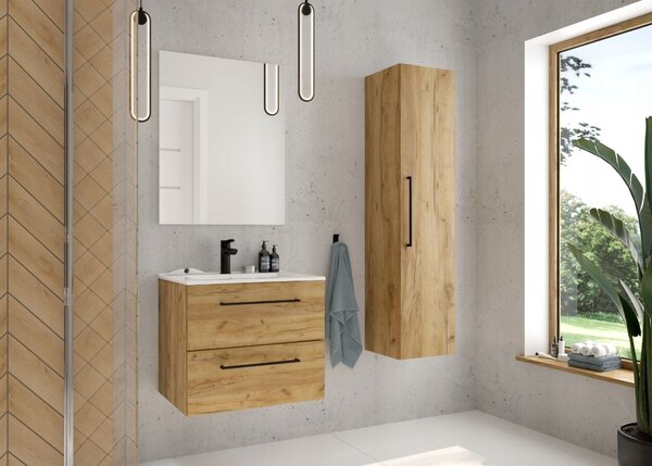 Koupelnová sestava skříňka s umyvadlem Pinia 60 cm dub craft zlatý