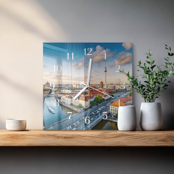 Skleněné hodiny Městská řeka zskb-30x30-00085742