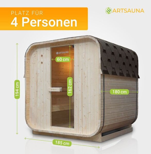 Čtvercová sudová sauna 180 x 185 x 194 cm
