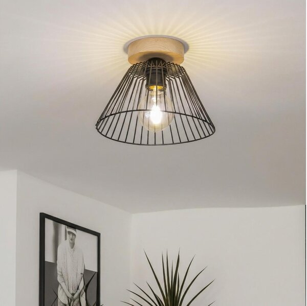 Brilagi - LED Přisazený lustr CERIA WIRE 1xE27/40W/230V pr. 30 cm černá/dub