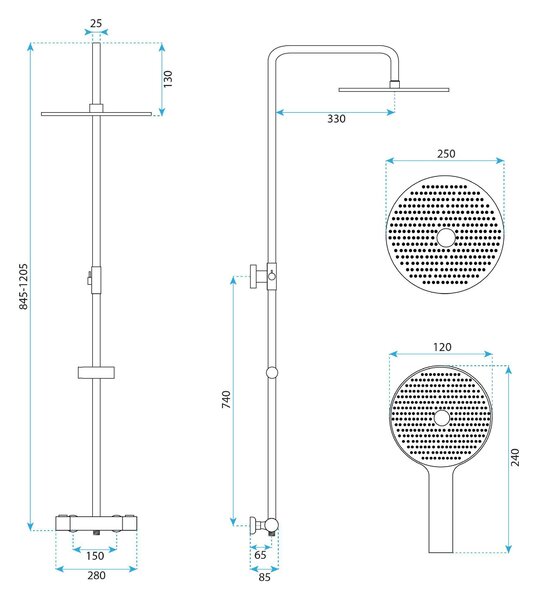 Rea Drop, sprchová sada s termostatem, měděná matná, REA-P9670