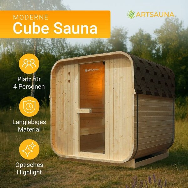 Čtvercová sudová sauna 180 x 185 x 194 cm