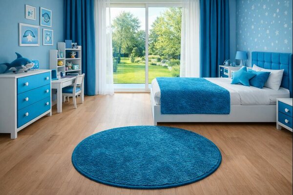Vopi, Kusový koberec Eton Exklusive turkis kruh, 67x67 (průměr) kruh, modrá, obývací pokoj