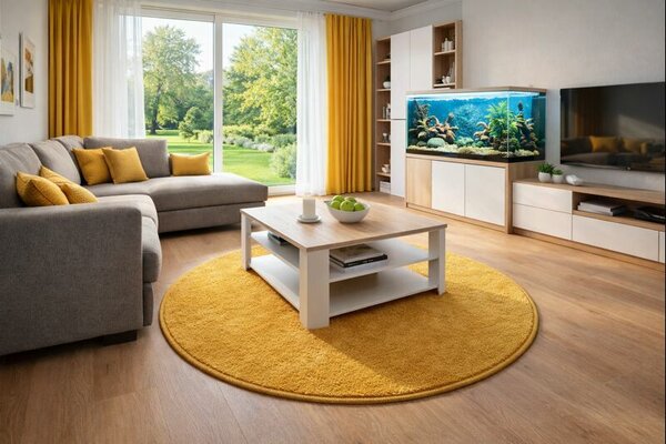 Vopi, Kusový koberec Eton Exklusive žlutý kruh, 100x100 (průměr) kruh, žlutá, obývací pokoj