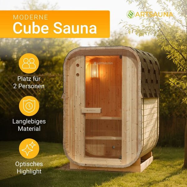 Čtvercová sudová sauna 120 x 128 x 194 cm