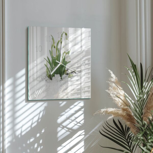 Skleněné hodiny Sněženka zskb-30x30-00087232