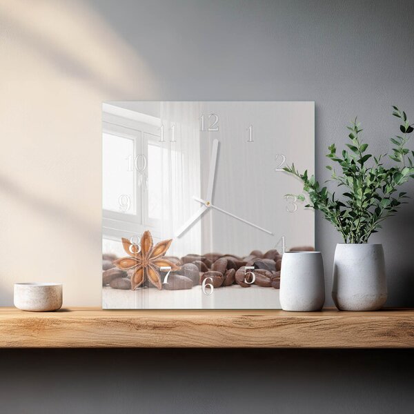 Skleněné hodiny Kávová zrna zskb-30x30-00084505