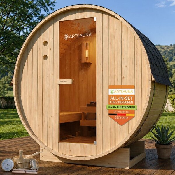 Finská sudová sauna Ø 190 cm – venkovní, z masivu, 120 cm