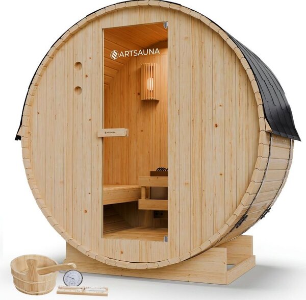 Finská sudová sauna Ø 190 cm – venkovní, z masivu, 120 cm