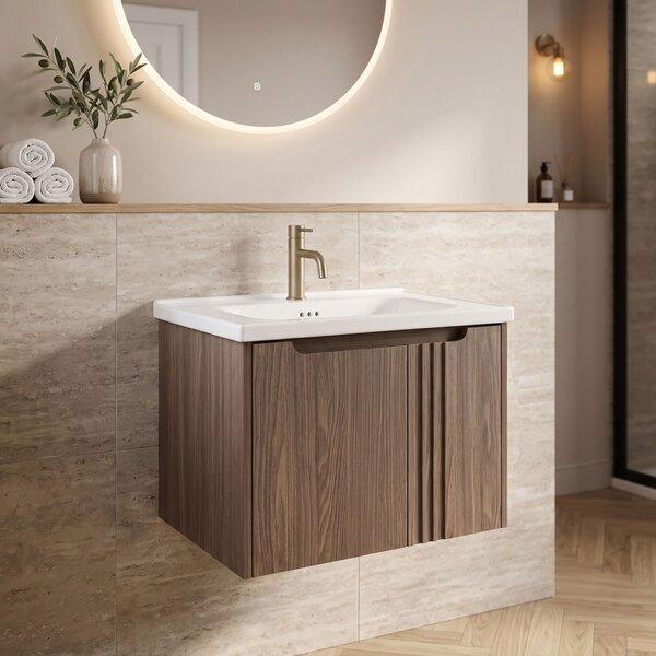 Koupelnová skříňka s umyvadlem Rea Rivo DB86-60L-1 Dark 60cm