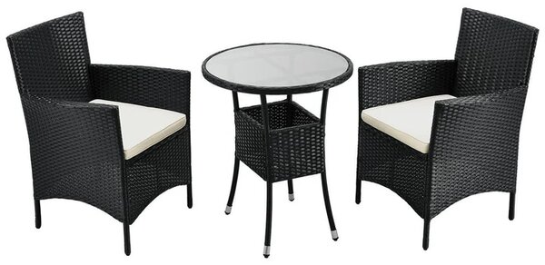 Juskys Balkónový set Bayamo - černý + krémové podušky