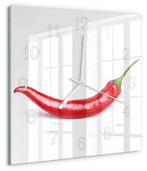 Skleněné hodiny Chilli paprička zskb-30x30-00093211