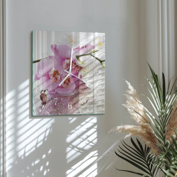 Skleněné hodiny Orchidej zskb-30x30-00083742