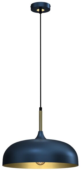 Závěsné svítidlo Lincoln, 1x zlaté/tmavě modré kovové stínítko, (fi 35cm), db/g