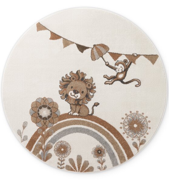Villeroy & Boch, Dětský kusový koberec Villeroy & Boch Boho Kids 106307 Cream Multicolor kruh, 160x160 (průměr) kruh, bílá, dětský pokoj