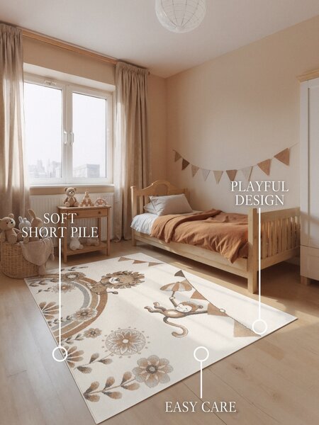 Villeroy & Boch, Dětský kusový koberec Villeroy & Boch Boho Kids 106309 Cream Multicolor, 120x170, bílá, dětský pokoj