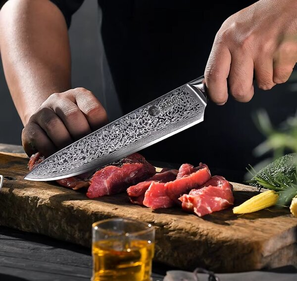 Šéfkuchařský nůž z damaškové oceli G10 Blue SaKuRo 19,1 cm