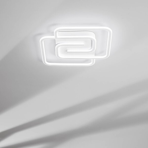 Luce Ambiente Design LED nástěnné světlo Cayman Quadrata, bílá, šířka 49 cm, kov,, Bílá / opál, Obývací pokoj / jídelna, kov, Moderní