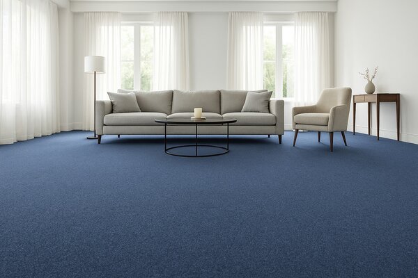 Tapibel, Metrážový koberec Cobalt SDN 64060 - AB tmavě modrý, zátěžový, na míru, šíře 4m,5m, modrá, ab (mřížka), chodba / předsíň