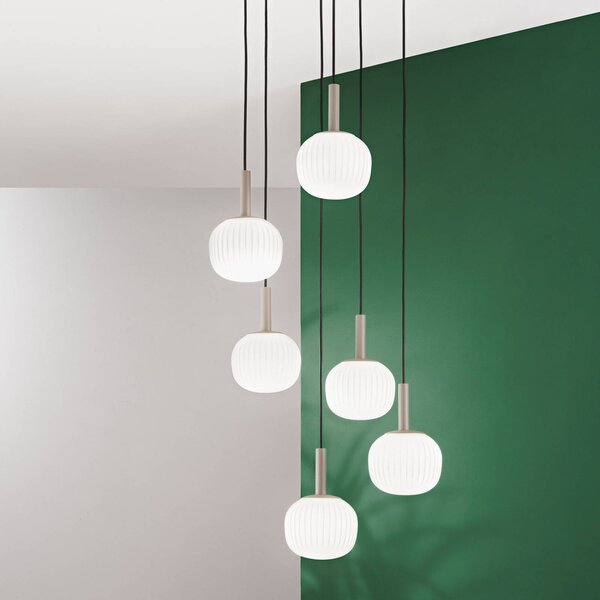 Luce Ambiente Design Závěsné světlo Eris, délka 51 cm, hnědá/bílá, kov/sklo, 6 žárovek, stmívatelný, Hnědá / rez, Obývací pokoj / jídelna, Hliník, Moderní