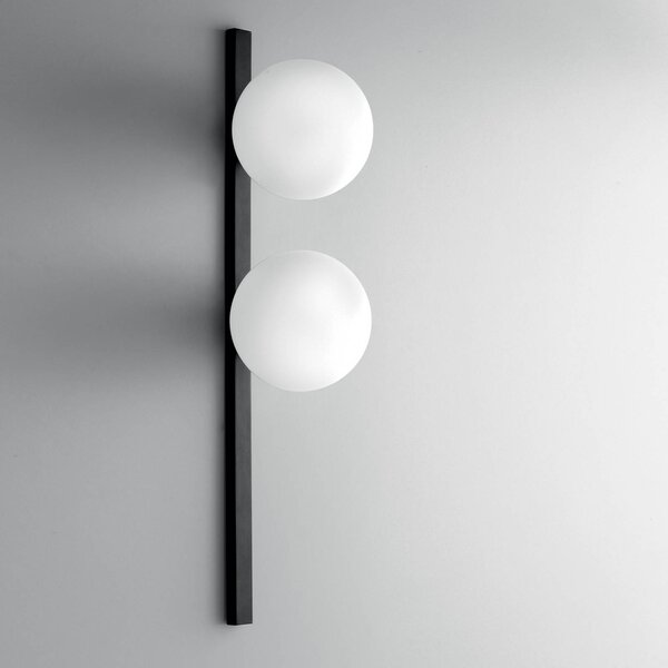 Luce Ambiente Design Nástěnné světlo Enoire, výška 60 cm, černá, kov/sklo, 2ramenné, stmívatelný, Černá, Obývací pokoj / jídelna, kov, Moderní