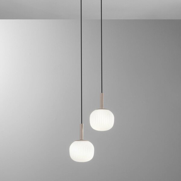 Luce Ambiente Design Závěsné světlo Eris, délka 26 cm, hnědé/bílé, kov/sklo, 2 žárovky, stmívatelný, Hnědá / rez, Obývací pokoj / jídelna, Hliník, Moderní