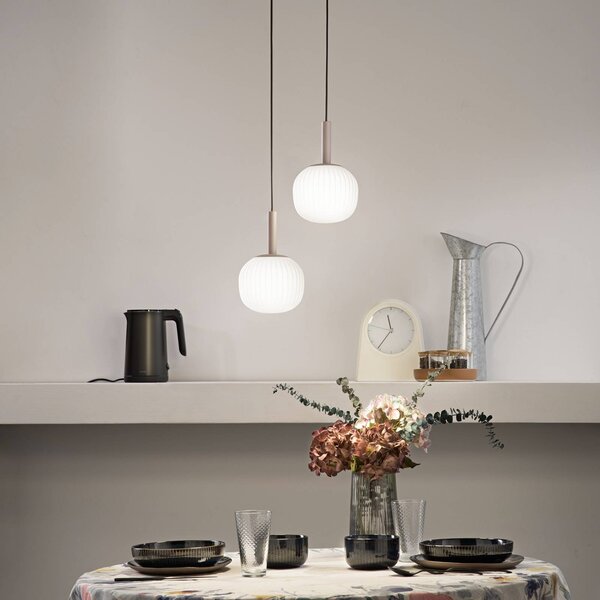 Luce Ambiente Design Závěsné světlo Eris, délka 26 cm, hnědé/bílé, kov/sklo, 2 žárovky, stmívatelný, Hnědá / rez, Obývací pokoj / jídelna, Hliník, Moderní