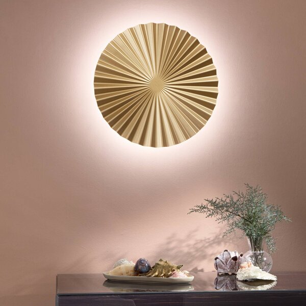 Luce Ambiente Design LED nástěnné světlo Anadara, zlatá, Ø 50 cm, kov,, Mosaz / zlato, Obývací pokoj / jídelna, Hliník