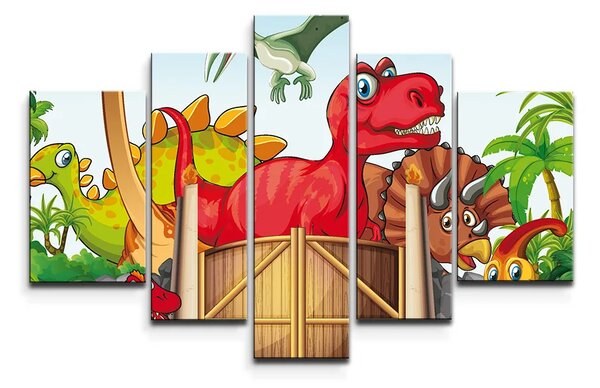 Sablio Obraz - 5-dílný Dinosauři 4 - 125x90 cm