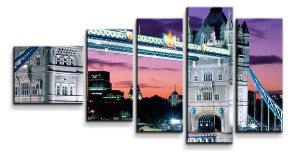 Sablio Obraz - 5-dílný Tower Bridge - 100x60 cm