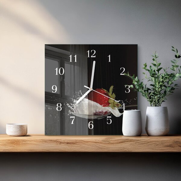 Skleněné hodiny Jahoda zskb-30x30-00082437
