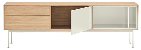 Krémově bílý dubový TV stolek Teulat Yoko 180 x 40 cm