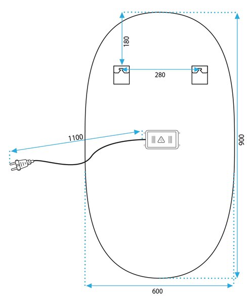 Tutumi Oválné zrcadlo 60x90 cm s regulovatelným LED osvětlením HOM-02509, kartáčovaná zlatá