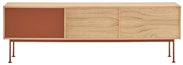 Cihlově červený dubový TV stolek Teulat Yoko 180 x 40 cm