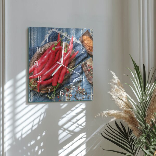 Skleněné hodiny Chilli paprička zskb-30x30-00085432