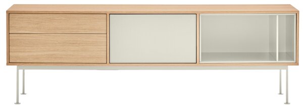 Krémově bílý dubový TV stolek Teulat Yoko 180 x 40 cm