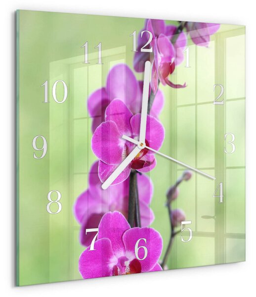 Skleněné hodiny Orchidej zskb-30x30-00084816