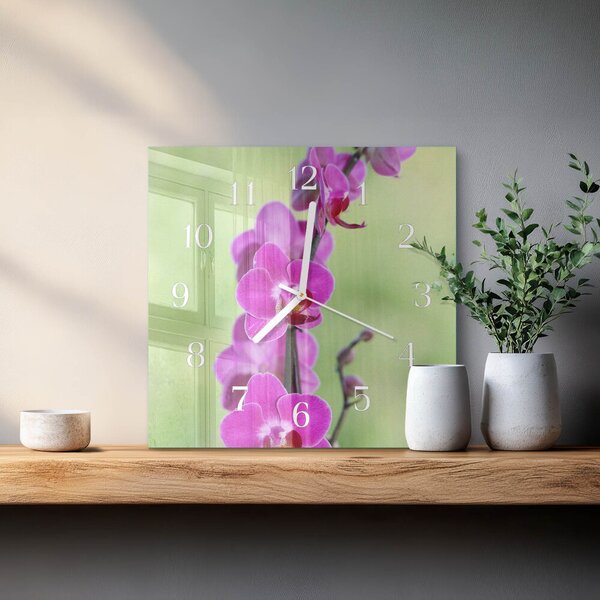 Skleněné hodiny Orchidej zskb-30x30-00084816
