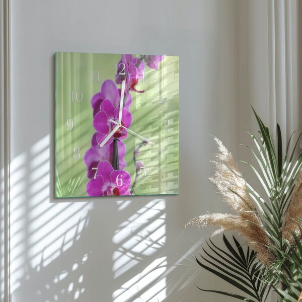 Skleněné hodiny Orchidej zskb-30x30-00084816