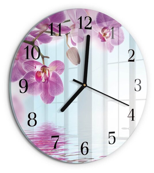 Skleněné nástěnné hodiny Orchidej zsoc-fi30-00178470