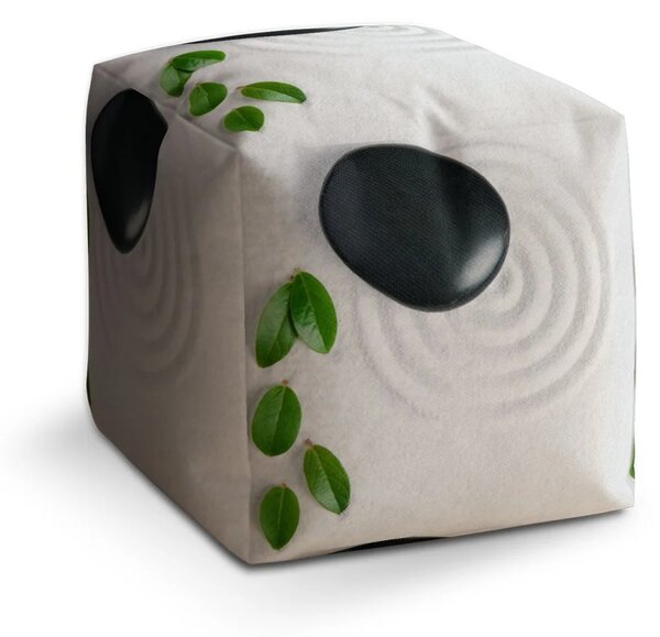 Sablio Taburet Cube Listy a kámen - 40x40x40 cm