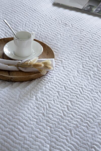 Textil Antilo Lehký přehoz Linette White 235x270 cm, bílá, sada s 1 povlakem na polštář 70x50 cm