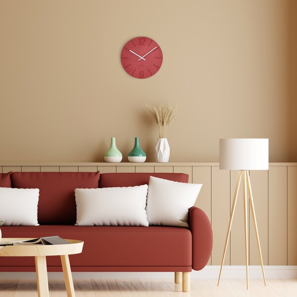 LAVVU Červené hodiny Natur vyrobené v Čechách ⌀34cm LCT5023