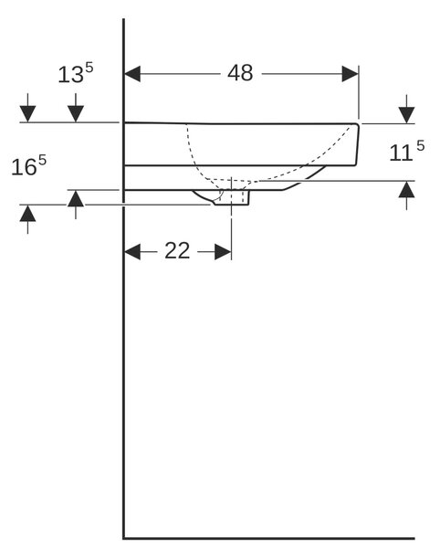 Geberit Smyle Square umyvadlo 74.5x48 cm obdélníkový klasický-nábytkový-na pult bílá 500.249.00.2