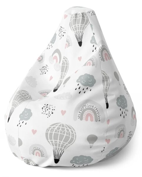 Sablio Sedací vak Pear Malované horkovzdušné balony - 70 x 95 x 15 cm