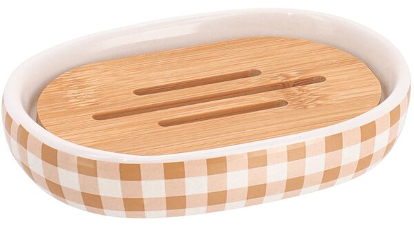 Miska na mýdlo Vichy, kombinace barev/s dřevěnými prvky