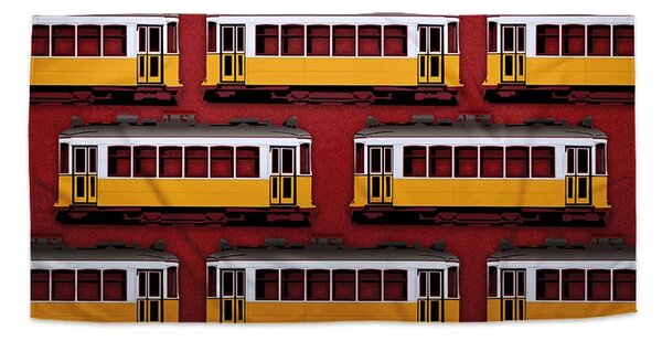 Sablio Ručník Lisabonské historické tramvaje Červený Pattern - 30x50 cm