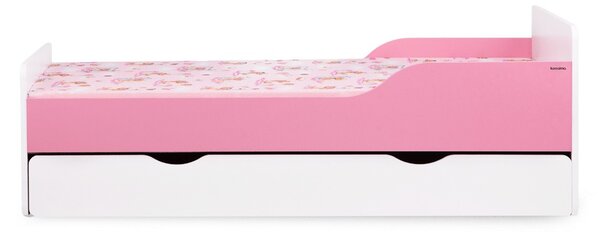 Dětská postel PABIS, 80x160, bílá/růžová + úložný prostor + matrace + rošt