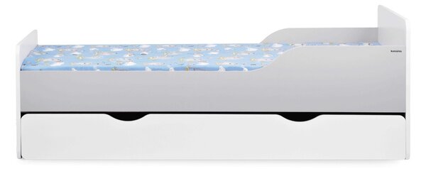 Dětská postel PABIS, 80x160, bílá/šedá + úložný prostor + matrace + rošt